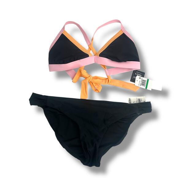 NEW Mix & Match Bikini Set Size Large Black Pink Colorblock Bar III Salt + Cove - Picture 2 of 10